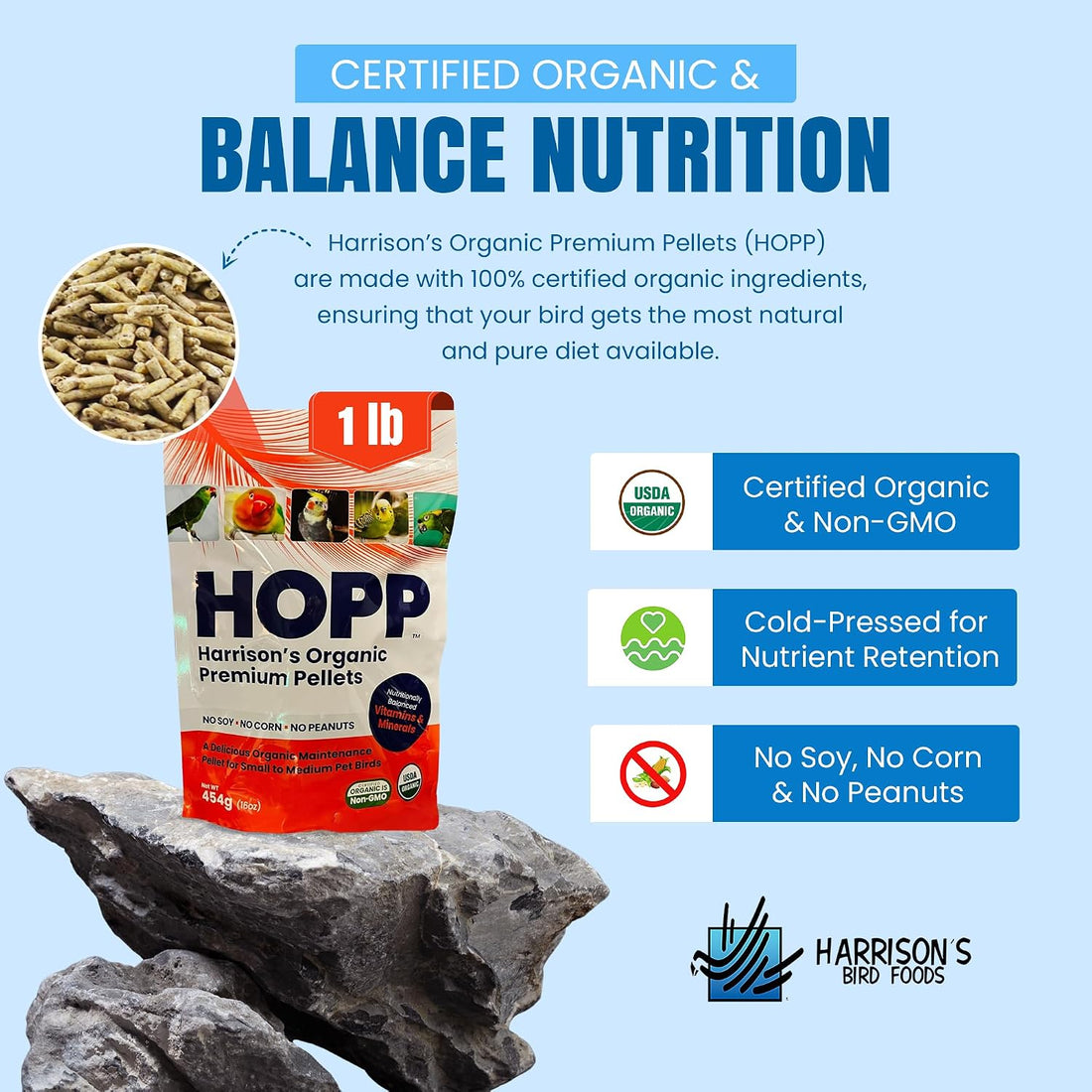 Harrison's Organic Premium Pellets HOPP - Certified Organic, Non-GMO
