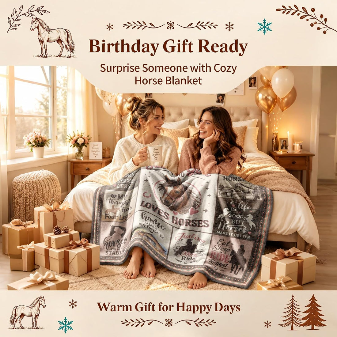 Horse Gifts for Women Girls Horse Throw Blanket 50×60 Inch