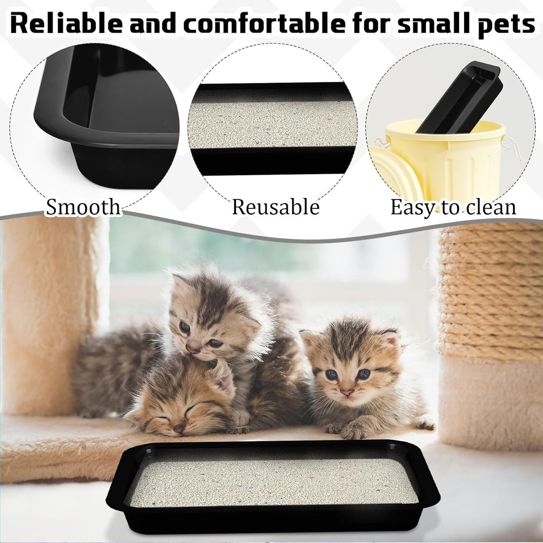 Tessco for you 3 Pcs Kitten Litter Box Shallow Low Entry Open Cat