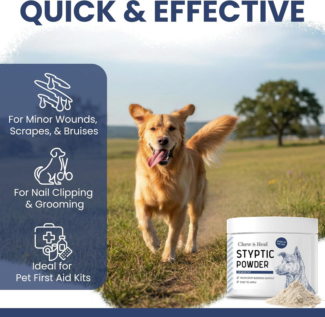 Styptic Powder for Dogs & Cats - Quick Stop Bleeding - 1.5 oz