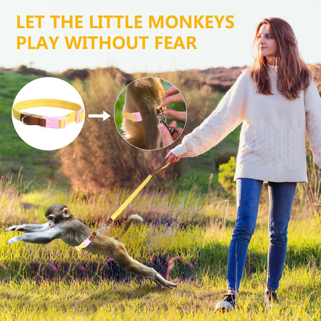 Mini Monkey Leash Adjustable Strap Belly Bands Marmoset Walking