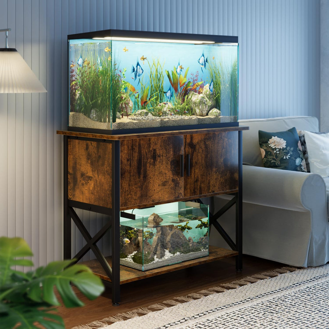 APPOLYN 40-50 Gal Aquarium Stand with Cabinet Storage