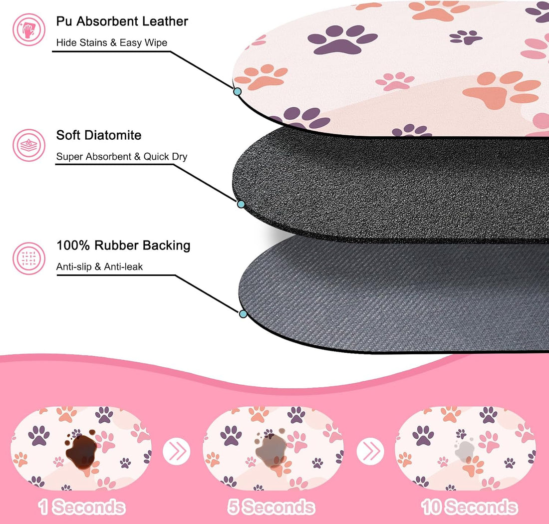 Cat Food Mat Small - 20''x12'' Absorbent Cat Feeding Mat
