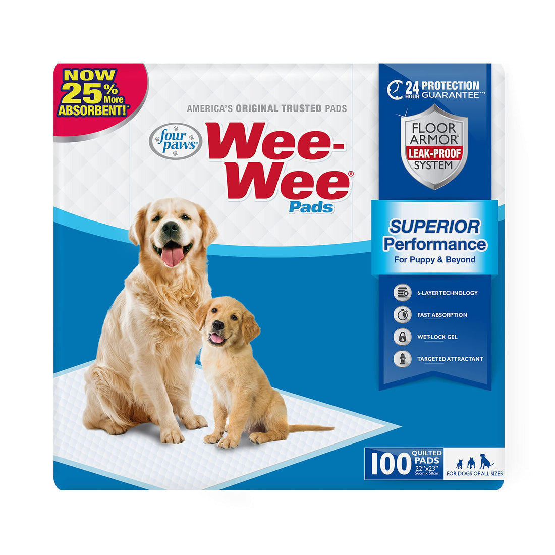 Four Paws Wee-Wee Superior Performance Unscented Pee Pads for Dogs