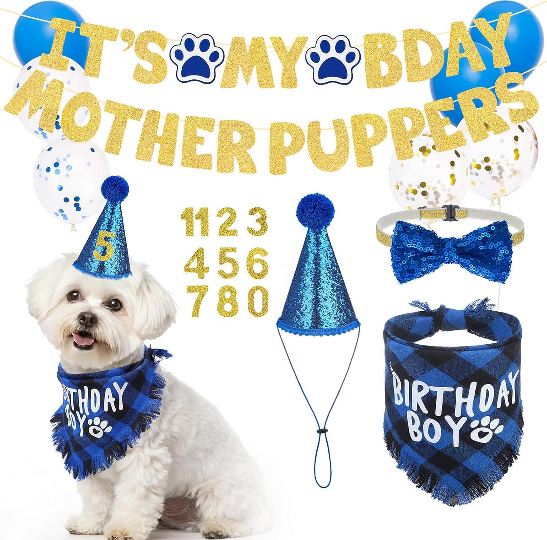SCENEREAL Small Dog Halloween Costumes, Bandana Hat Dress Set