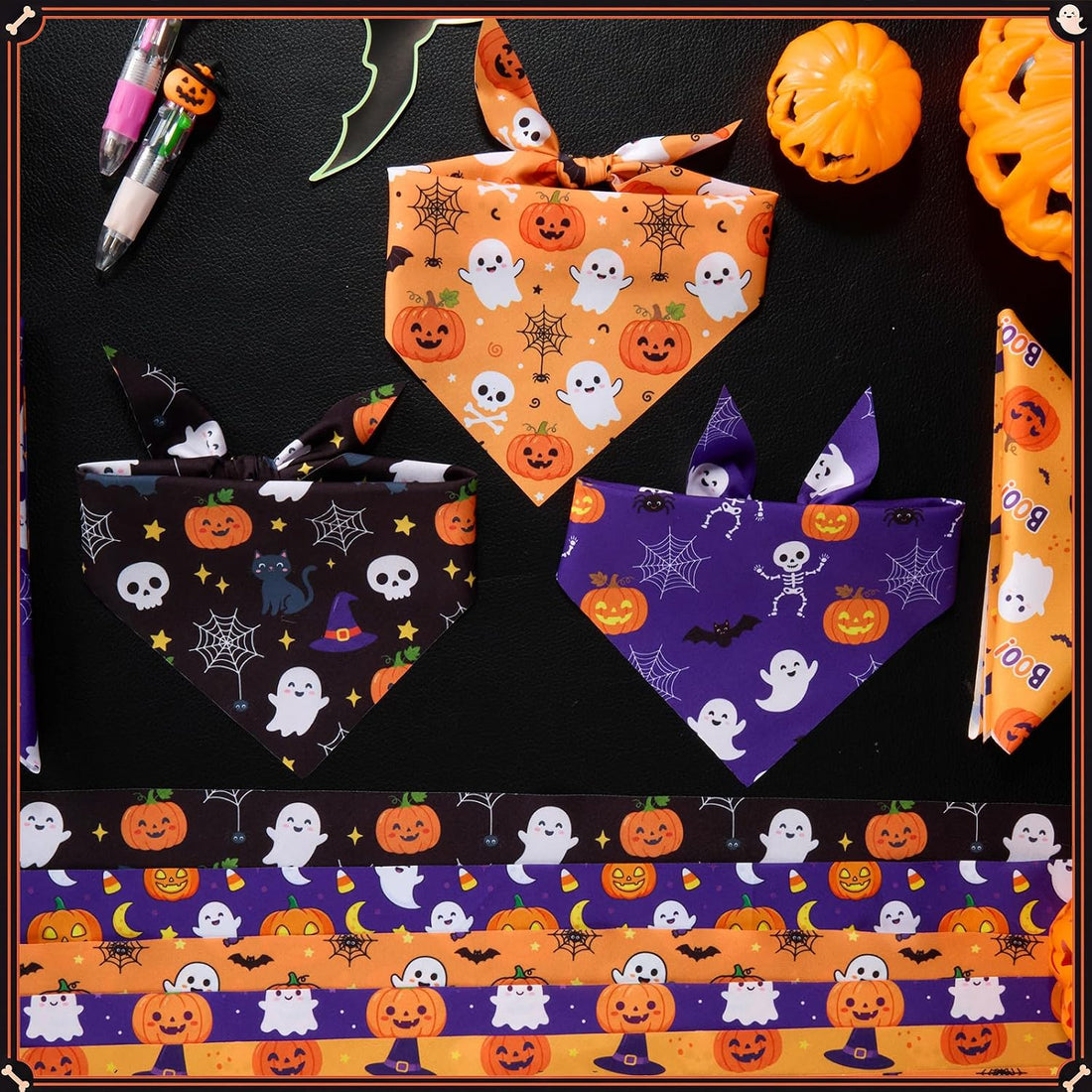 Weewooday 50 Pcs Halloween Dog Bandanas Bulk for Charm Medium Pets