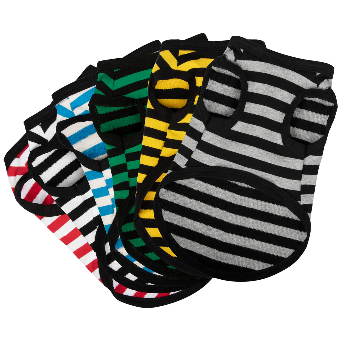 Paiaite 6-Piece Striped Shirt Set: Cotton Sleeveless Puppy Dog Shirts