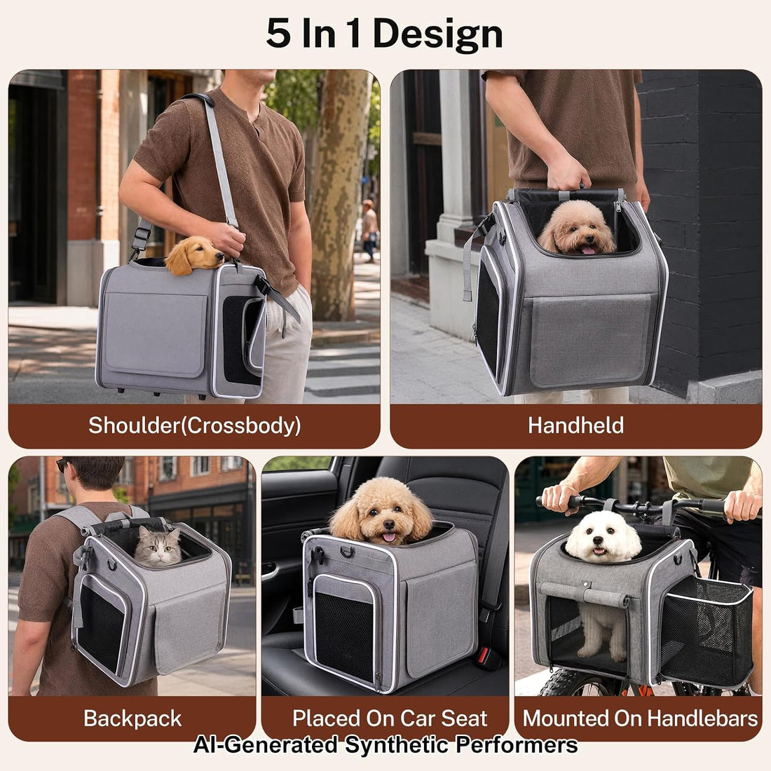 Dog Bike Basket 3-in-1, Foldable Handlebar Pet Carrier for Small Pets