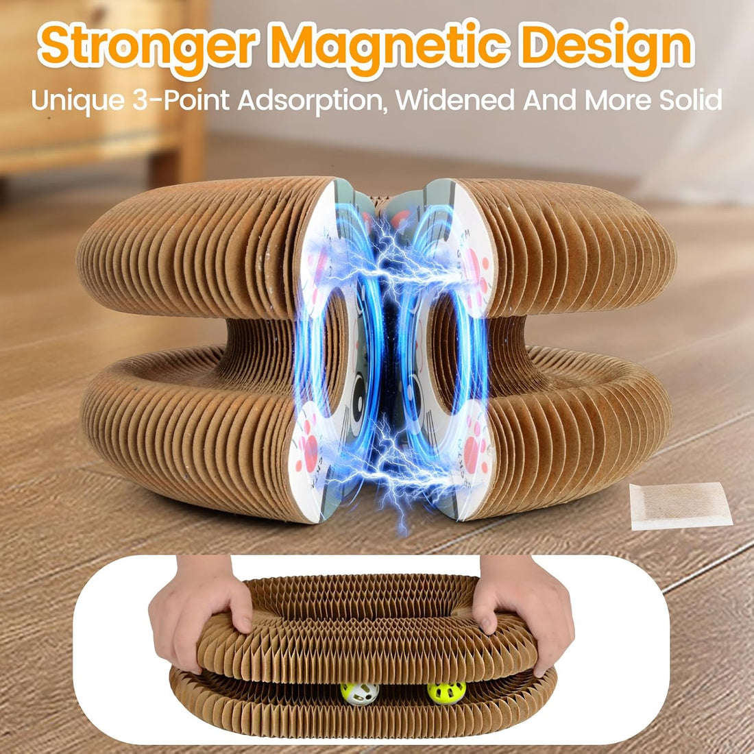 Kitty Kurls Magic Organ Cardboard Cat Scratcher Toy with 2 Balls