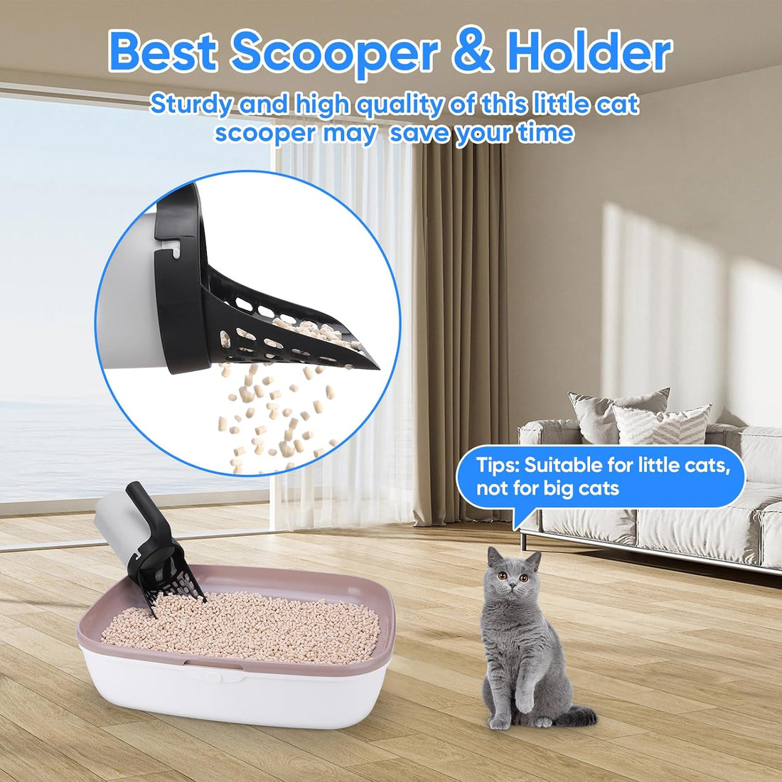 Cat Litter Scooper with Holder, Cat Litter Shovel with Bags &Waste Can