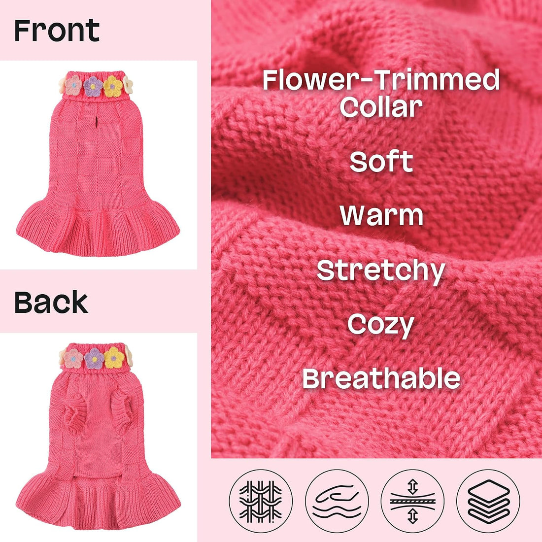 YUDODO Dog Sweater Dress for Small Dogs Girl