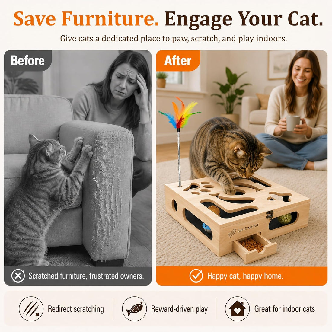 Cat Nail Scratch Puzzle Enrichment Box
