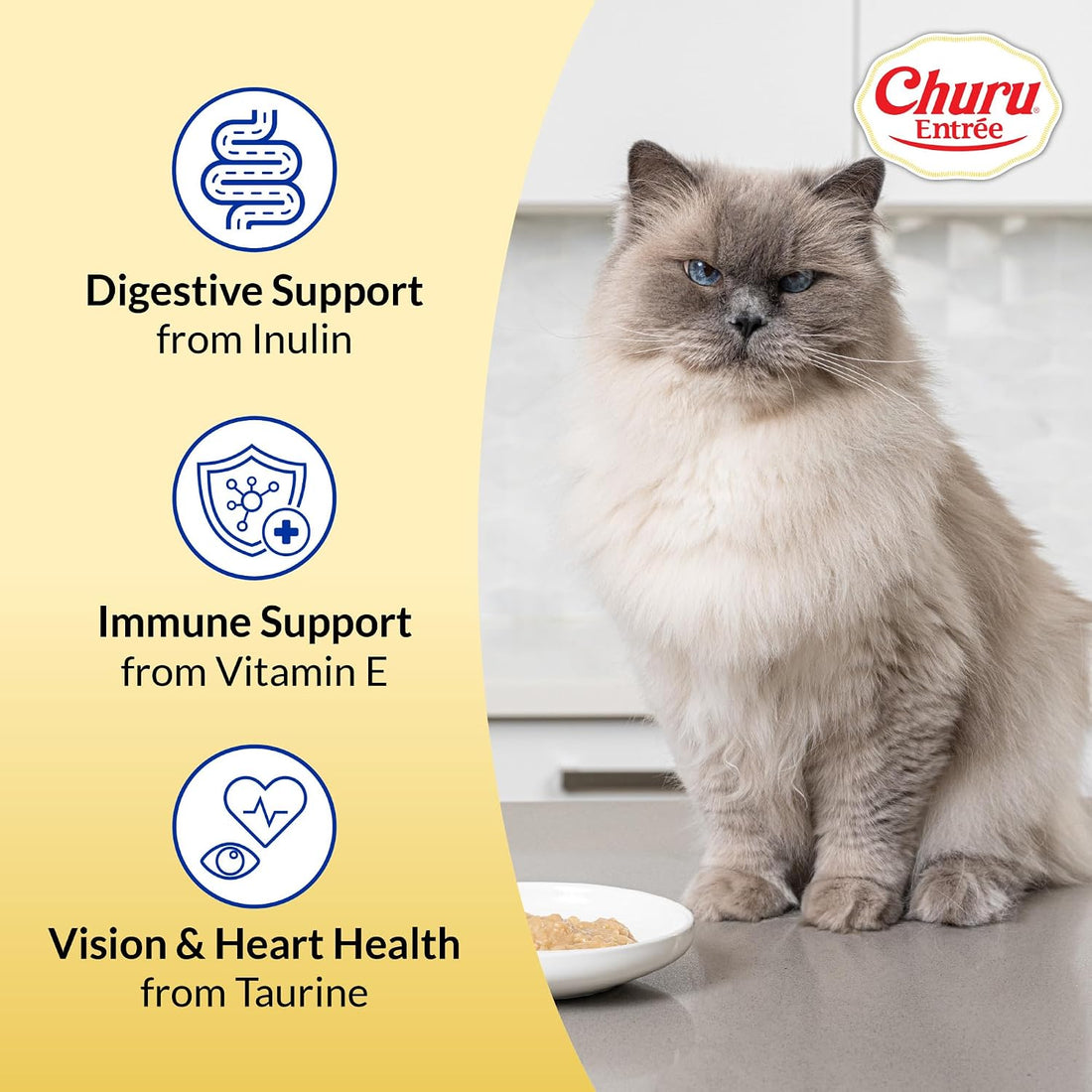 INABA Churu Entree Bisque Wet Cat Food, Chicken Cheese, 6ct