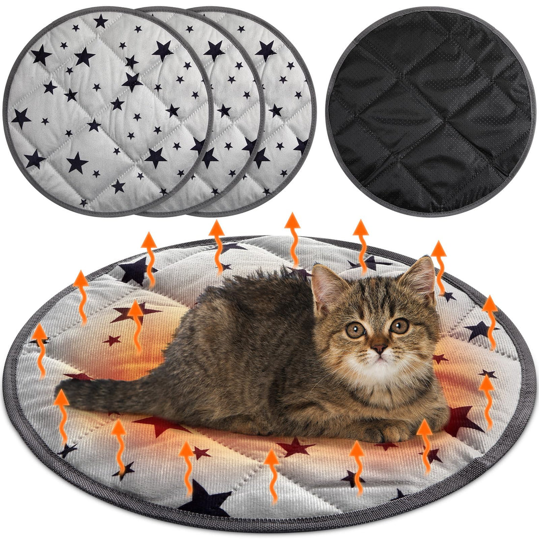 Namalu 4 Pack Self Warming Cat Bed Self Heating Cat Mat Star Pattern