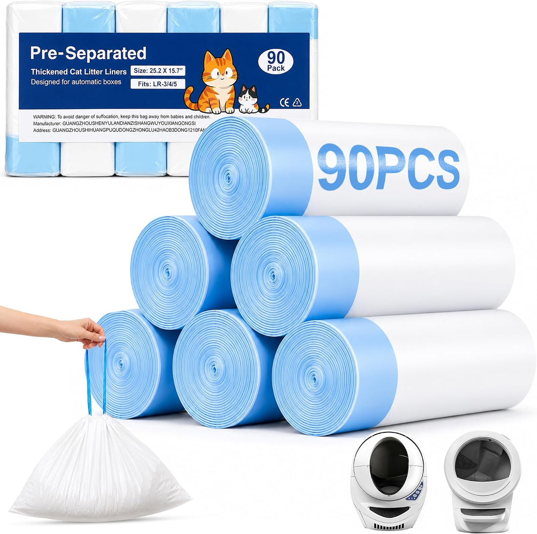 90 Count Automatic Litter Box Liners Compatible with Litter Box Robot
