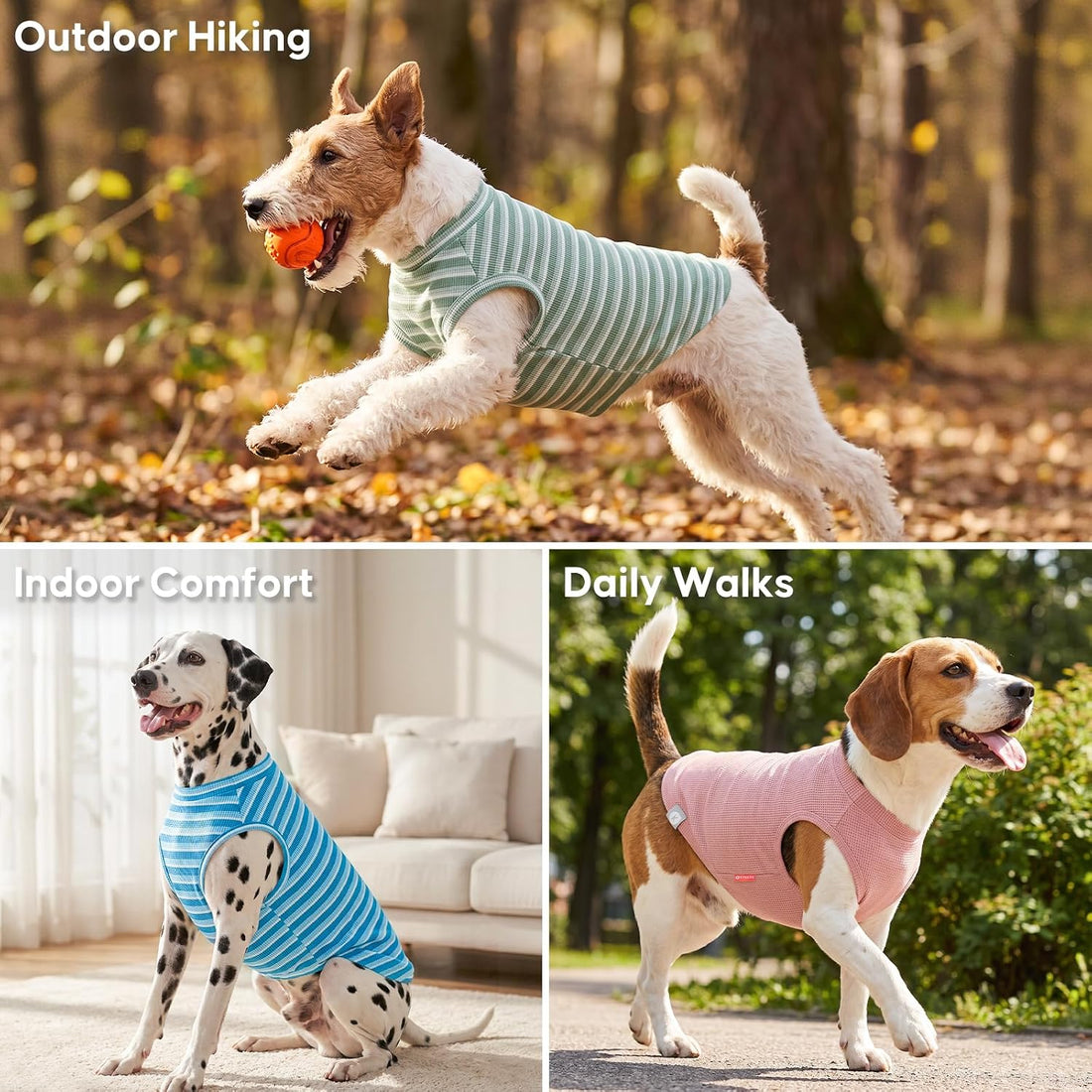 KYEESE 2Pack Waffle Dog Shirt for Small Medium Dogs Striped Dog