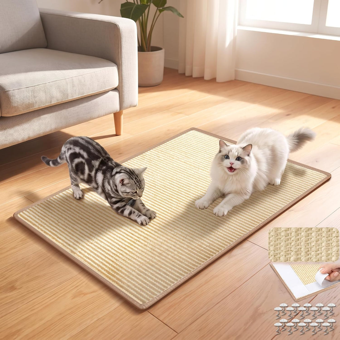 Sisal Cat Scratching Mat: 31.5"x23.6" Large Scratch-Resistant Pad