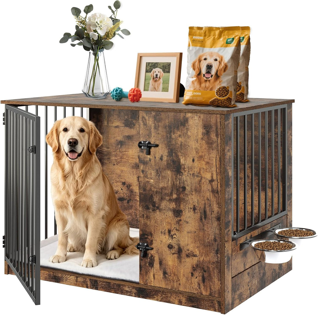 TBWIND 36" Dog Crate Furniture End Table for Medium Dogs, White
