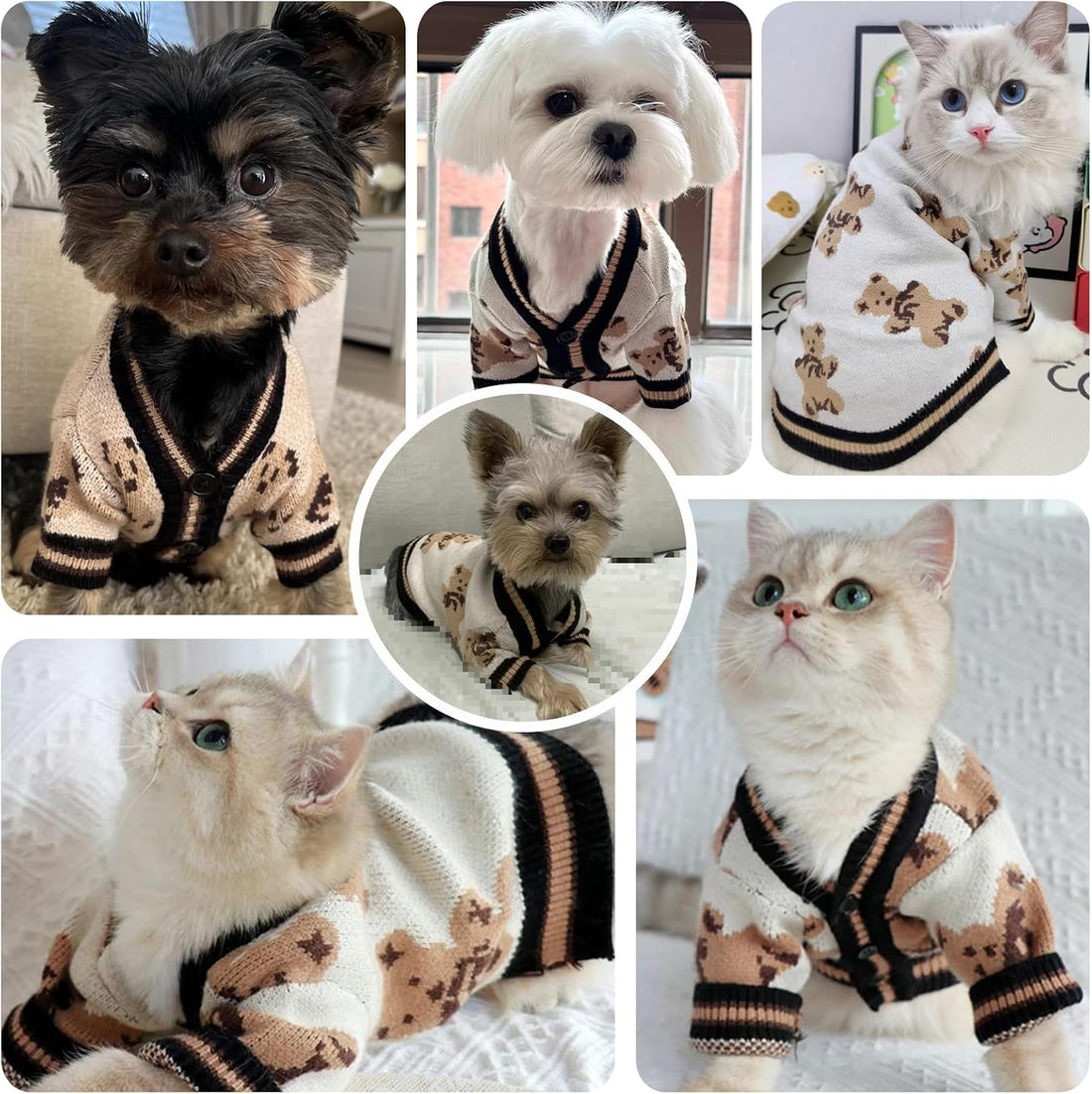 ABRRLO Small Dog Sweaters Cardigans Clothes for Small Medium Dogs Boy