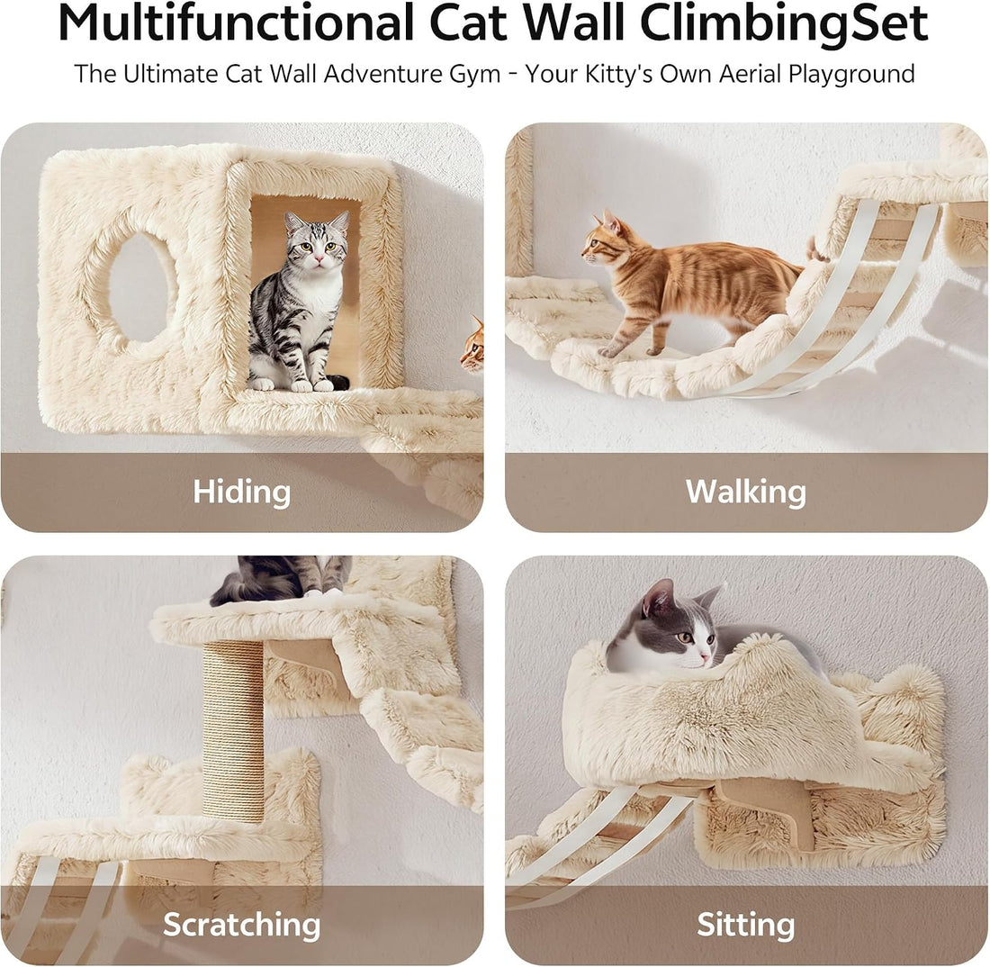 13-in-1 Cat Wall Shelves, Moon & Bridge Cat Wall Furniture