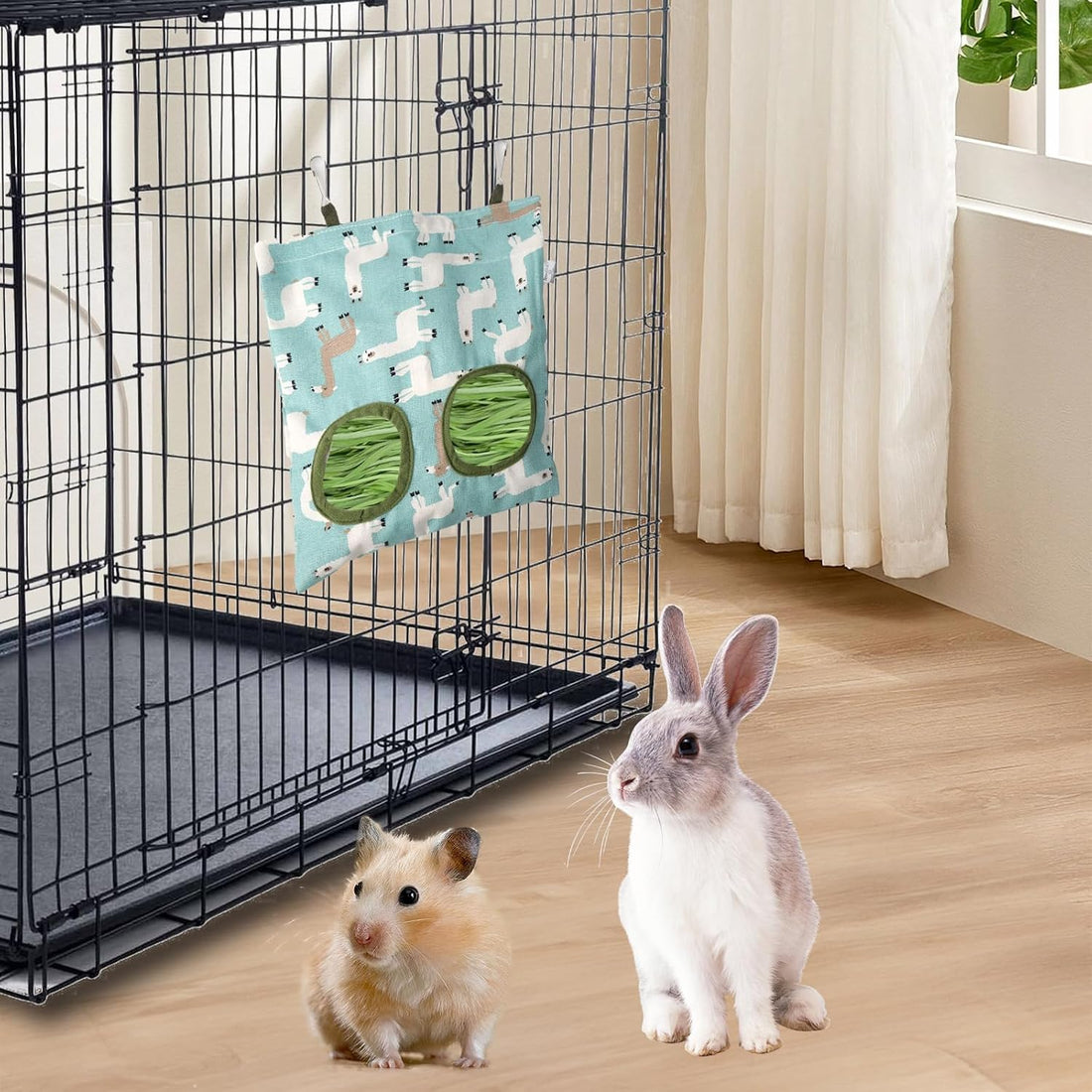 2PCS Rabbit Hay Feeder, Hanging Hay Feeder Guinea Pig Hay Feeder