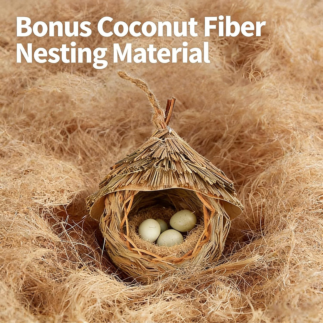 2 Pack Hanging Bird Nest, Handwoven Natural Grass Bird House