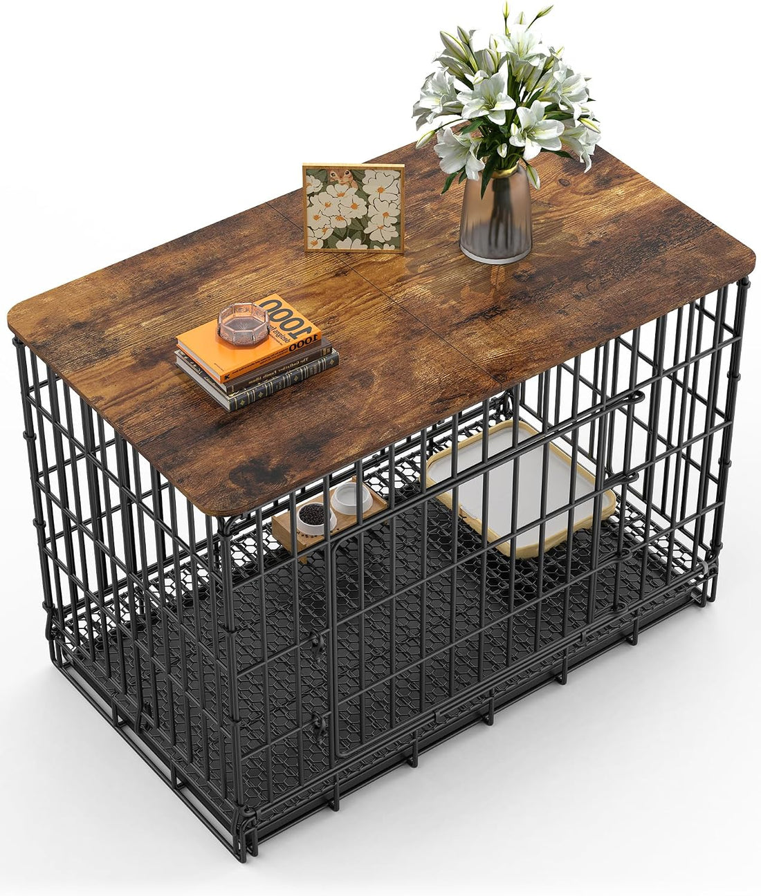Dog Crate Topper for 30'' Dog Cage, Dog Kennel Topper Wood Countertop