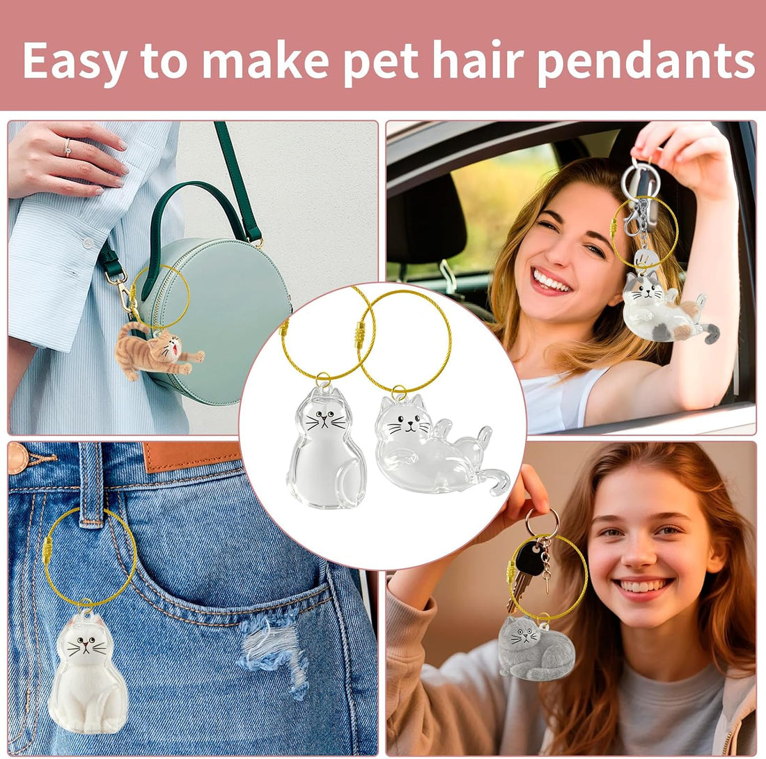4 Pcs Cat Hair Keepsake Bottles, Pet Hair Memorial Keychain