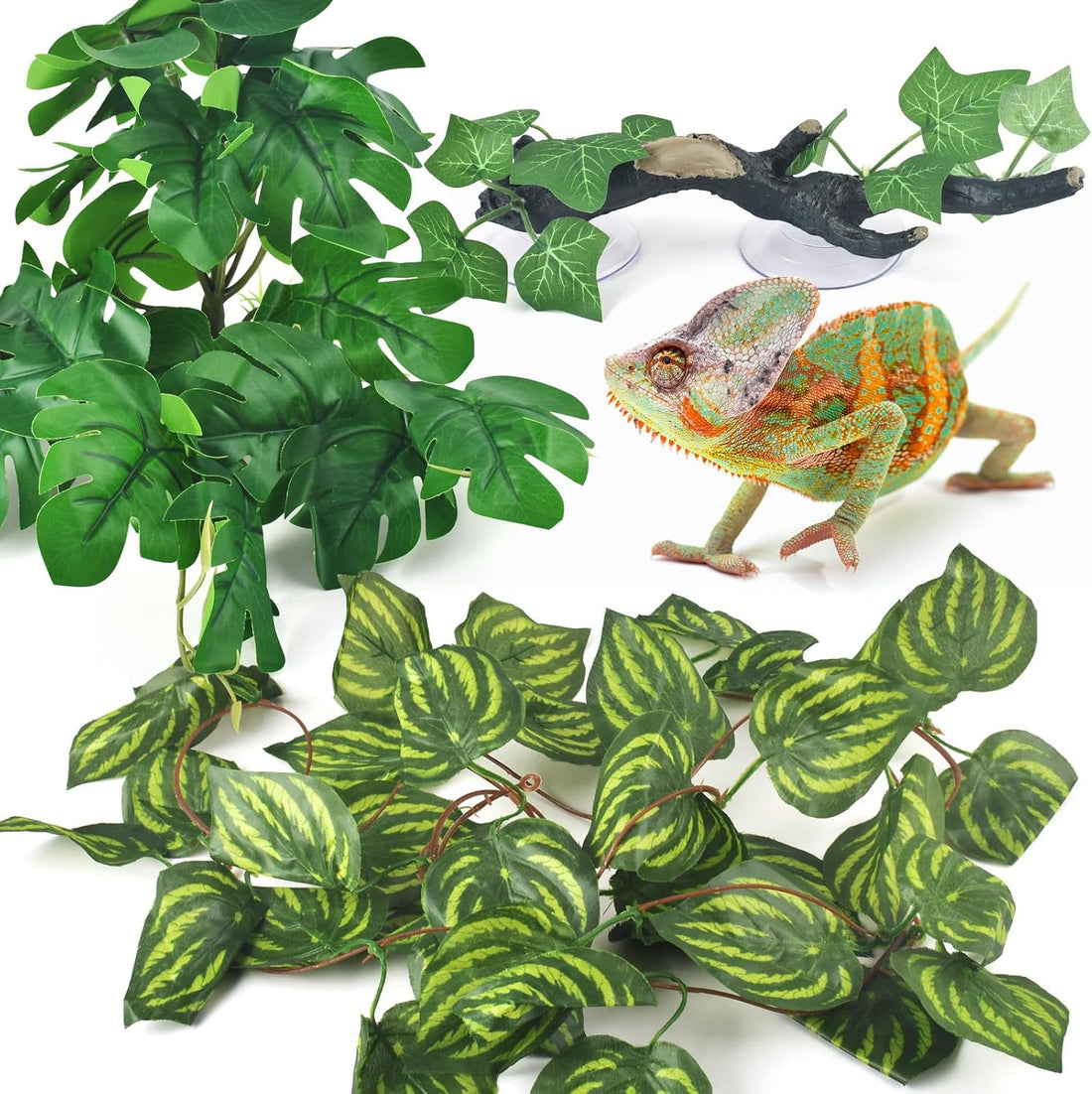 KATUMO 3PCS Reptile Plants, Terrarium Plant Artificial Decor
