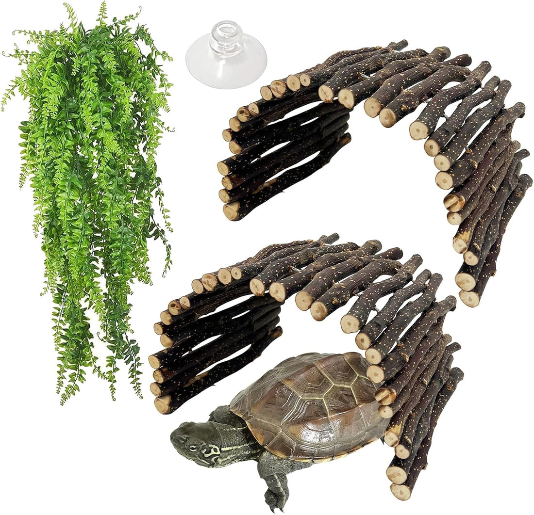 Hamiledyi Extra Large Tortoise Hide Reptile Hideout Wood Turtle Tunnel