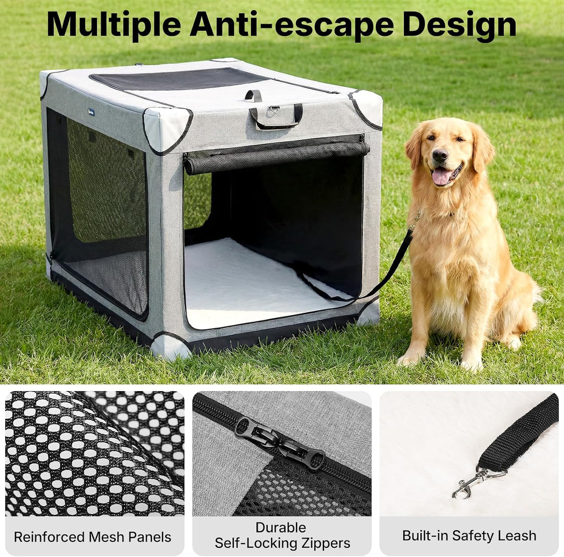 Veehoo 42" Collapsible Dog Crates for Large Dogs