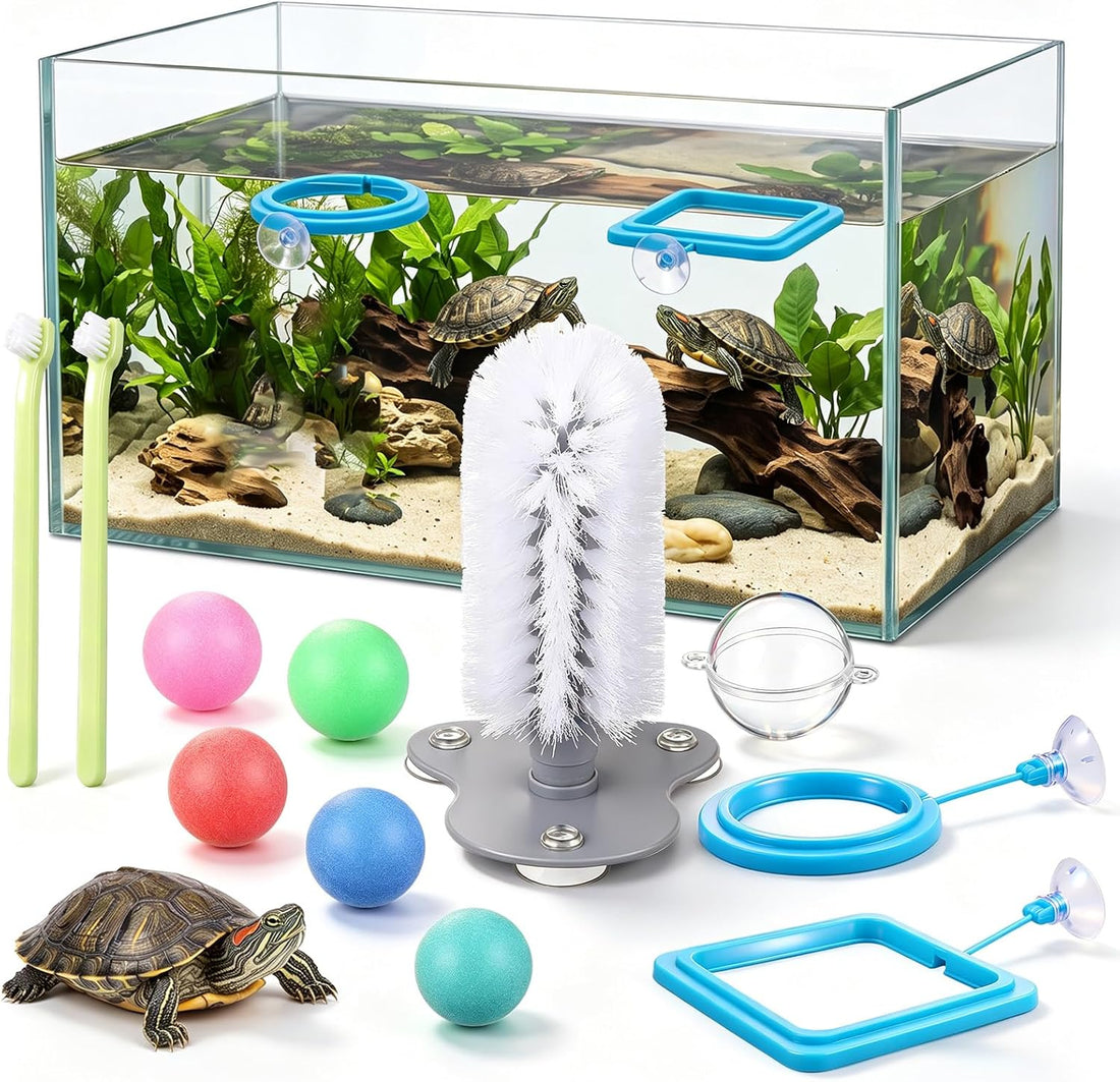 Sosation 11 Pcs Turtle Tank Accessories Turtle Brush Toy Cleaner