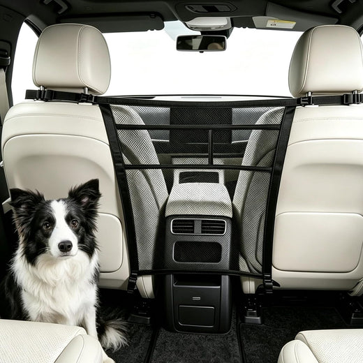 Dog Car Barrier for Backseat Safety with Mesh Storage Pocket