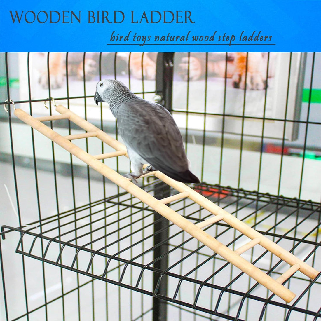 2pcs Birdie Basics Wooden Ladder for Bird Cage Climbing Ladder Toy