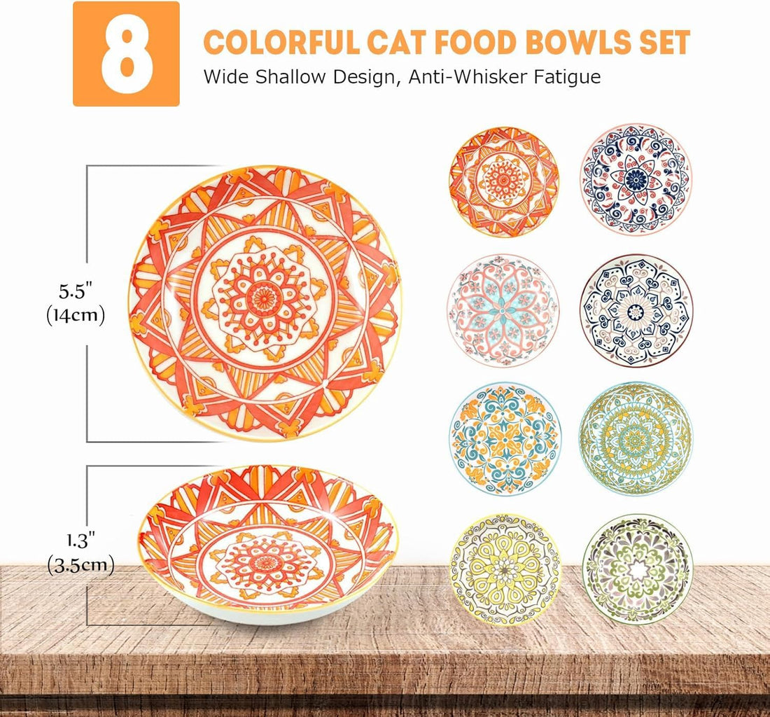 YEAHGO Cat Food Bowls for Indoor Cats Ceramic Cat Bowls Whisker