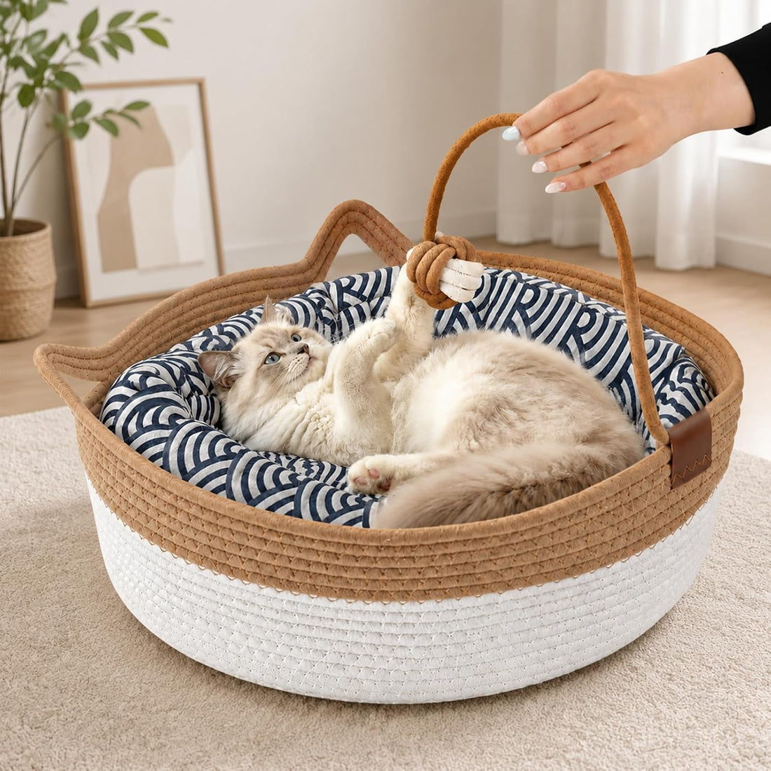 Stimuli Handwoven Cat Basket,Instinct Basket for Cats Basket Bed,Cat