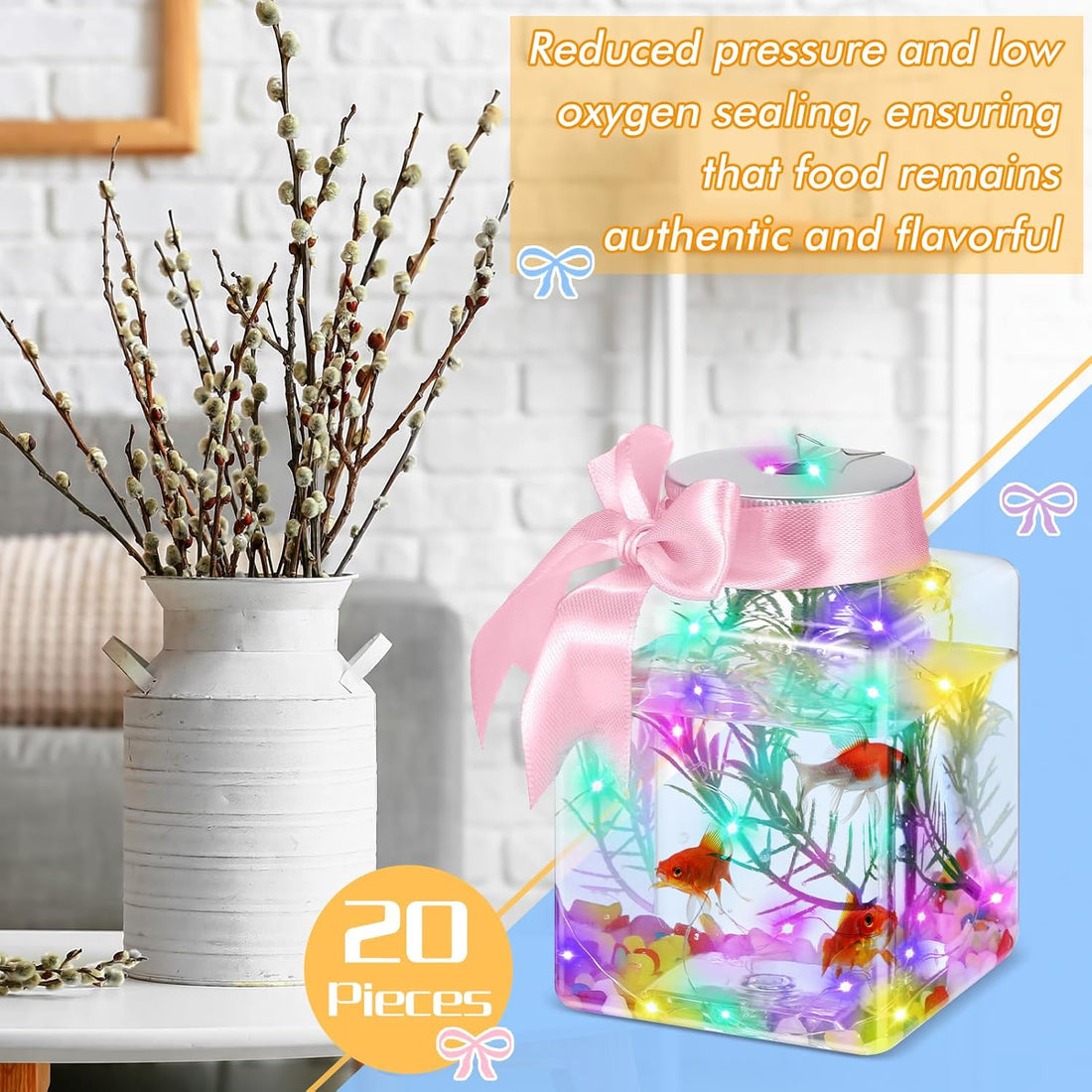 Domensi 20 Pcs 17oz LED Plastic Fish Bowls