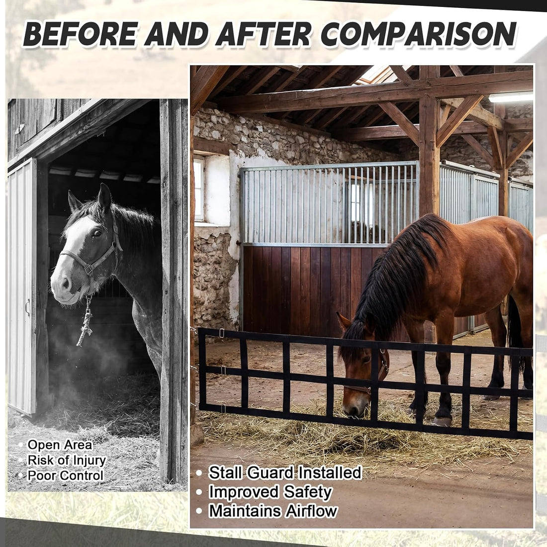 Zonon 10' x 20'' Adjustable Polyester Stall Guards for Horses