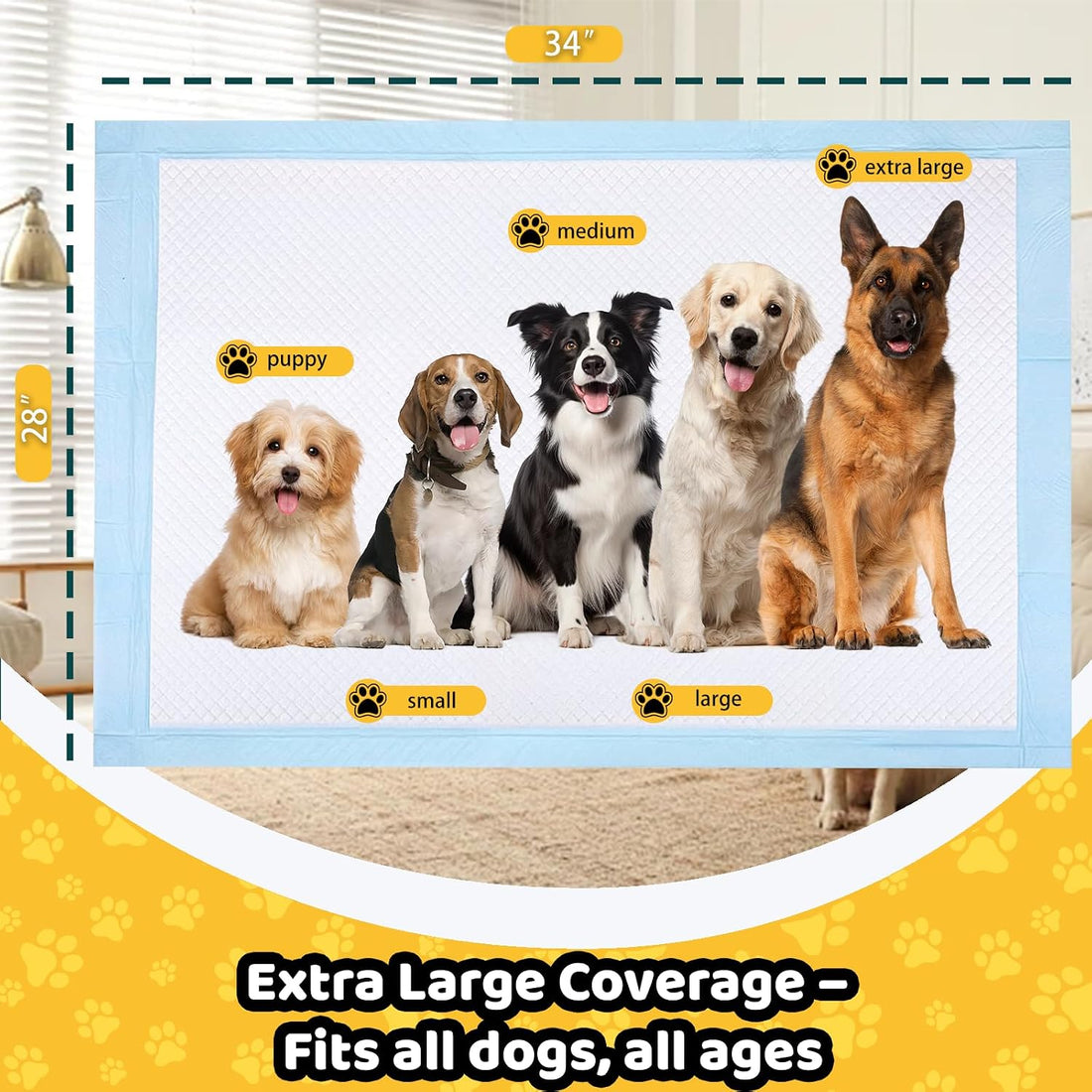 100 Count Dog Pee Pads 34" x 28"