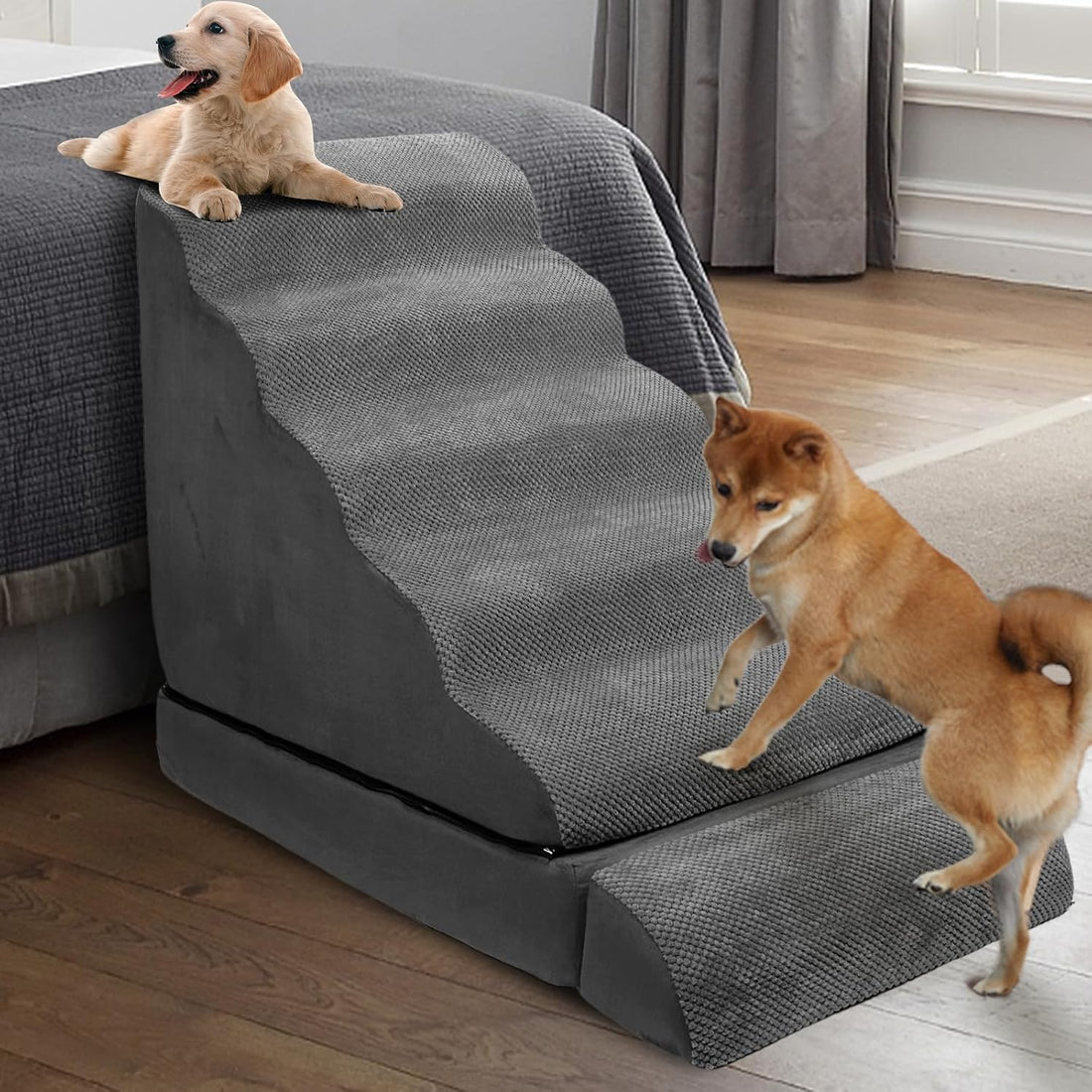 Dog Stairs for High Beds 30-36" H 6-Step Pet Stairs for Large Dogs