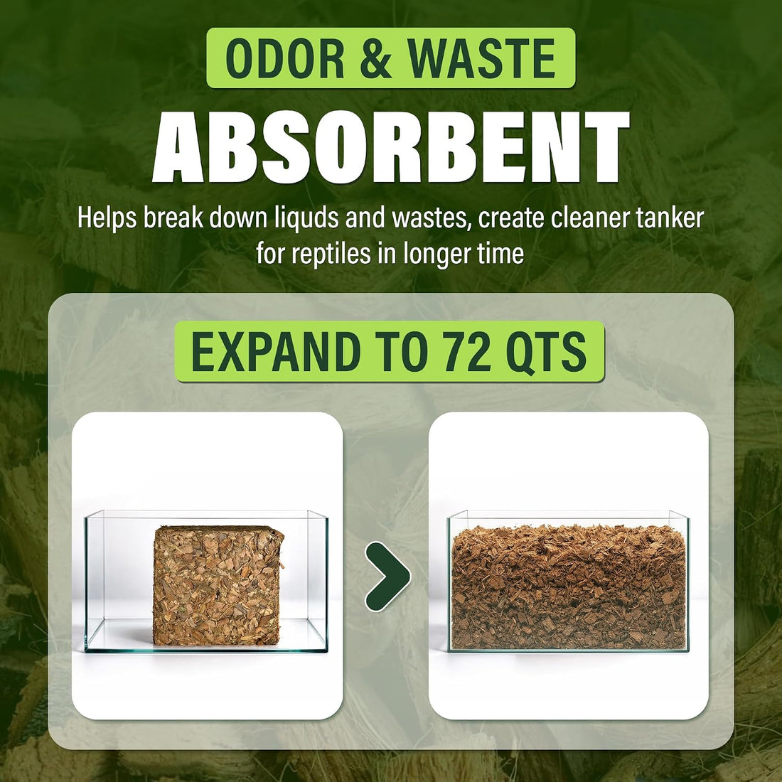 Coconut Chips Substrate, 10 lb Reptile Bedding Expands to 72 qt