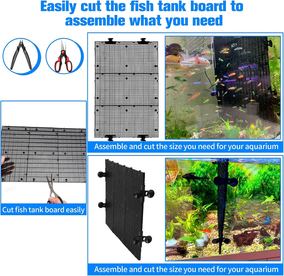 8pcs Fish Tank Divider with 10 pcs Suction Cups DIY Adjustable