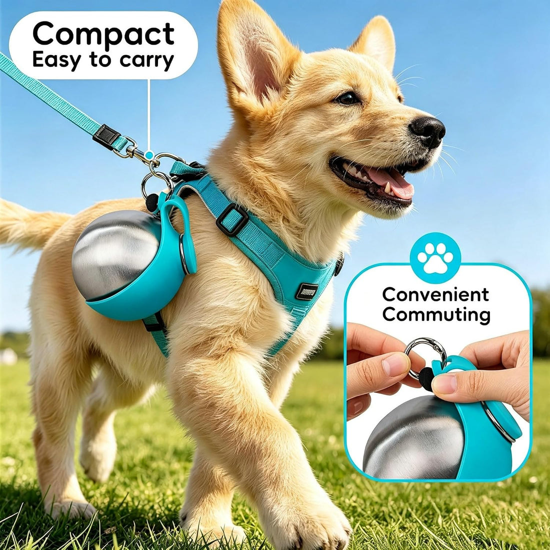 10 Oz Portable Stainless Steel Dog Water Bottle for Small Dogs