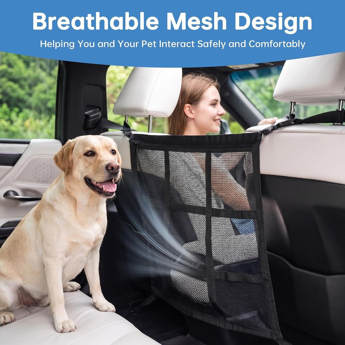 Dog Car Barrier for Sedans SUVs Trucks, Double-Layer Mesh