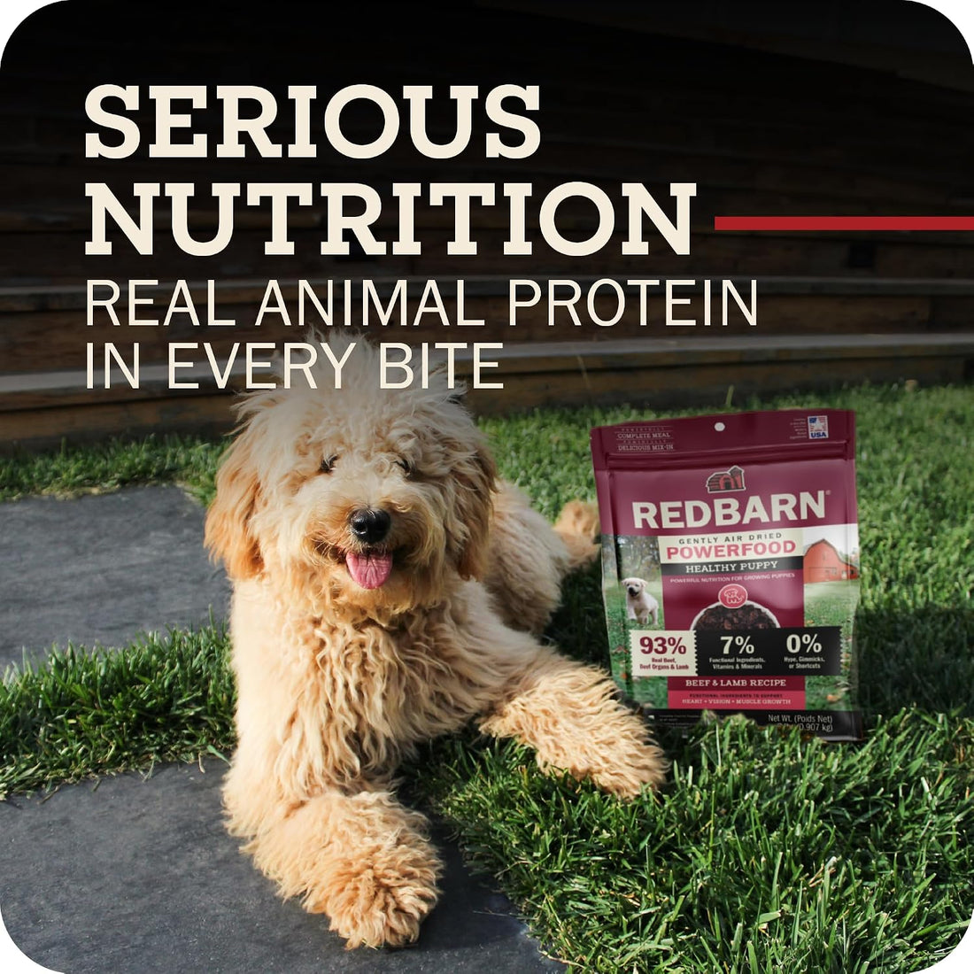 Redbarn Puppy Powerfood Air Dried Dog Food or Dry Topper, Beef & Lamb