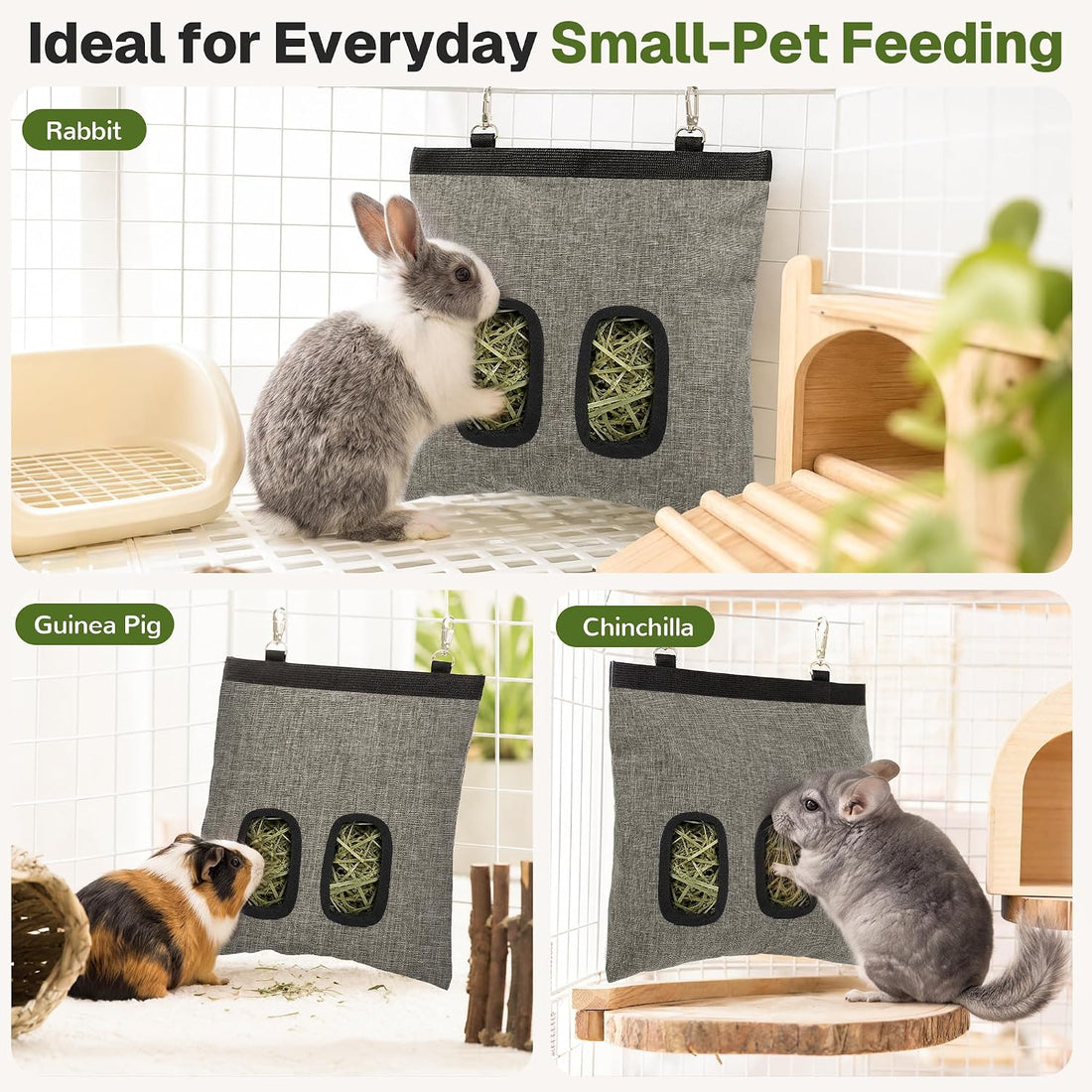 2-Pack Rabbit Hay Feeder Bags for Guinea Pigs, Bunnies & Chinchillas