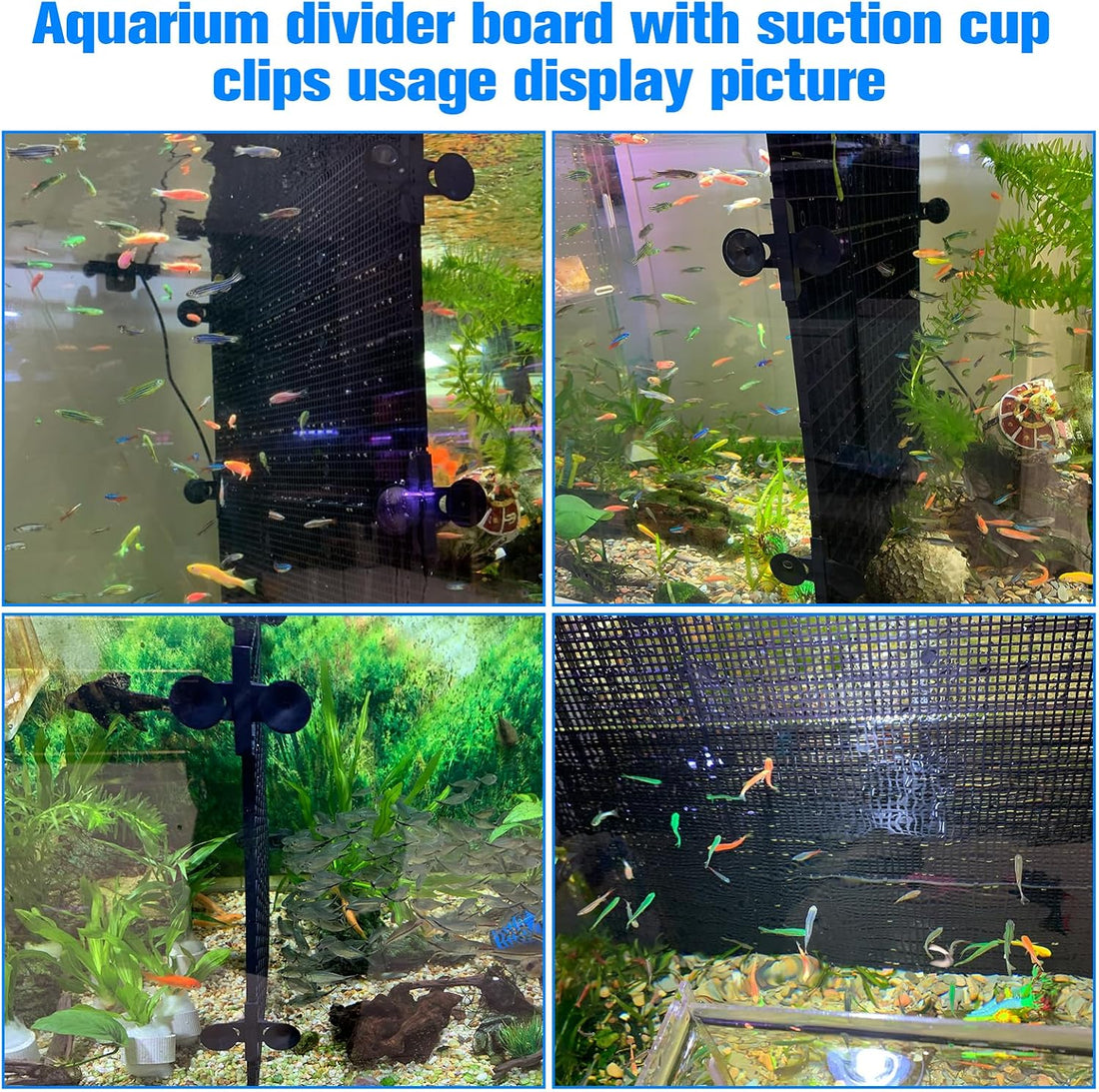 8pcs Fish Tank Divider with 10 pcs Suction Cups DIY Adjustable