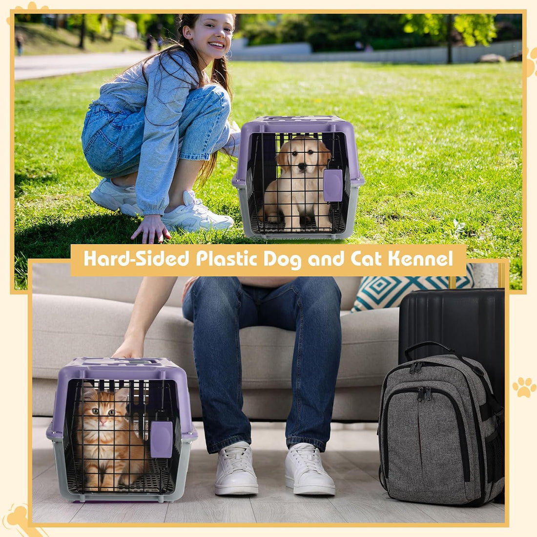 2 Set 17.5" up to 13lbs Small Cat Dog Travel Pet Carrier