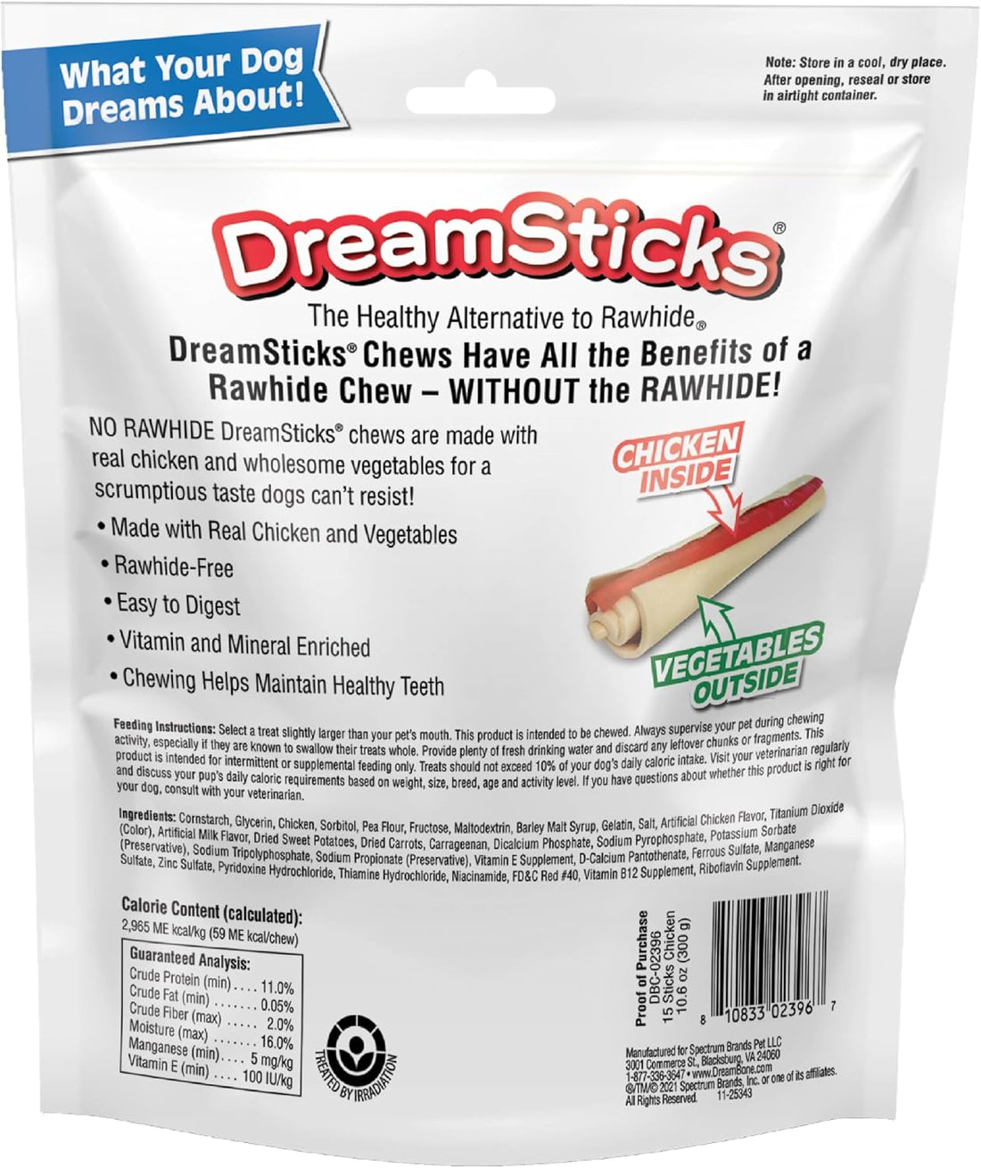 DreamBone DreamSticks With Real Chicken Chews For Dogs, 15 Count