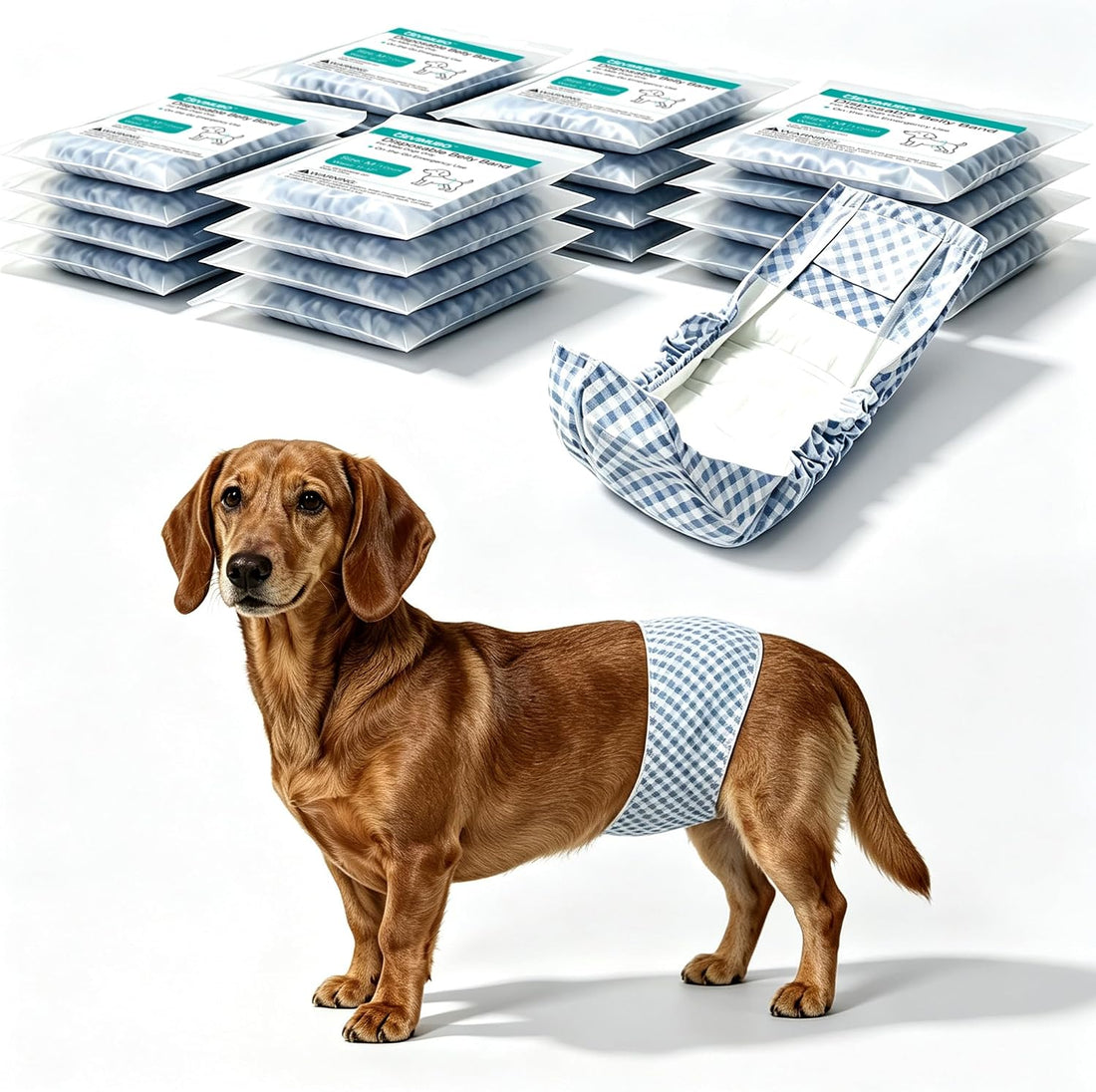 Belly Bands for Male Dogs, Individually Wrapped, 20 ct